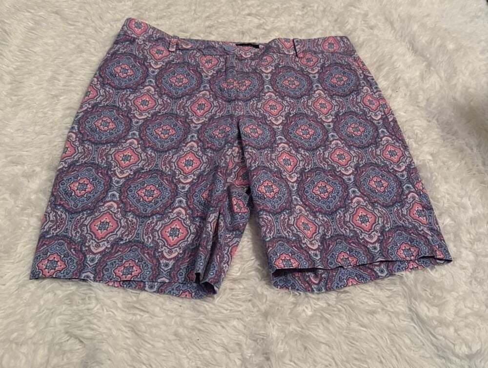 Talbots Petites Geometric Paisley Medallion Chino Shorts Size 12P